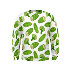 Vegetable Pattern With Composition Broccoli Kids  Sweatshirt by pakminggu