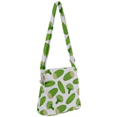 Vegetable Pattern With Composition Broccoli Zipper Messenger Bag by pakminggu