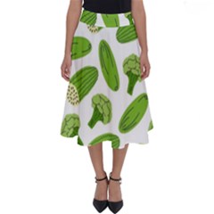 Vegetable Pattern With Composition Broccoli Perfect Length Midi Skirt by pakminggu