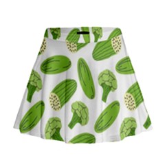 Vegetable Pattern With Composition Broccoli Mini Flare Skirt by pakminggu