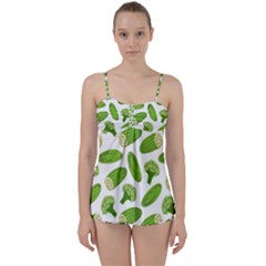 Vegetable Pattern With Composition Broccoli Babydoll Tankini Set by pakminggu