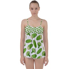 Vegetable Pattern With Composition Broccoli Babydoll Tankini Top by pakminggu