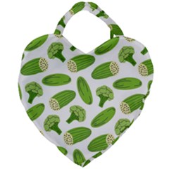 Vegetable Pattern With Composition Broccoli Giant Heart Shaped Tote by pakminggu