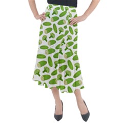 Vegetable Pattern With Composition Broccoli Midi Mermaid Skirt by pakminggu