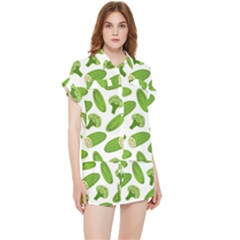 Vegetable Pattern With Composition Broccoli Chiffon Lounge Set by pakminggu