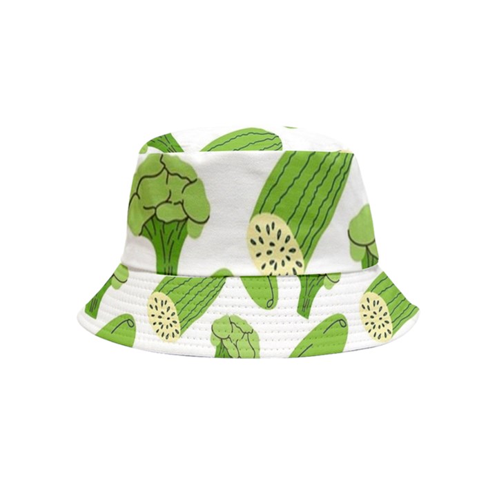 Vegetable Pattern With Composition Broccoli Inside Out Bucket Hat (Kids)