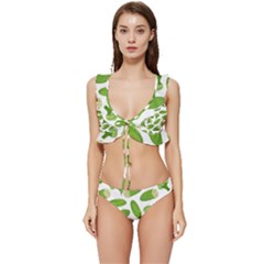 Vegetable Pattern With Composition Broccoli Low Cut Ruffle Edge Bikini Set by pakminggu