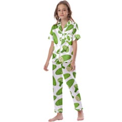 Vegetable Pattern With Composition Broccoli Kids  Satin Short Sleeve Pajamas Set by pakminggu