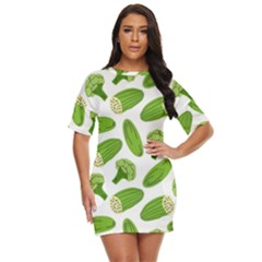 Vegetable Pattern With Composition Broccoli Just Threw It On Dress by pakminggu