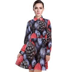 Berries-01 Long Sleeve Chiffon Shirt Dress by nateshop