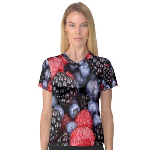 Berries-01 V-neck Sport Mesh T-shirt by nateshop