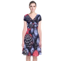 Berries-01 Short Sleeve Front Wrap Dress by nateshop