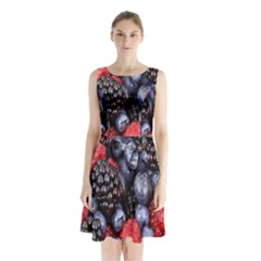 Berries-01 Sleeveless Waist Tie Chiffon Dress by nateshop