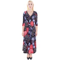 Berries-01 Quarter Sleeve Wrap Maxi Dress by nateshop