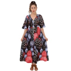 Berries-01 Kimono Sleeve Boho Dress by nateshop