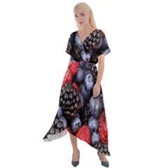 Berries-01 Cross Front Sharkbite Hem Maxi Dress by nateshop