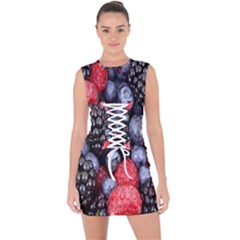 Berries-01 Lace Up Front Bodycon Dress by nateshop