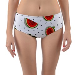 Seamless Background Pattern With Watermelon Slices Reversible Mid-waist Bikini Bottoms by pakminggu