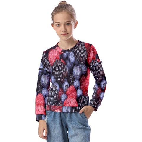 Berries-01 Kids  Long Sleeve T-shirt With Frill  by nateshop