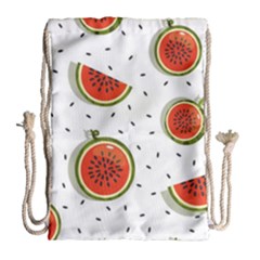 Seamless Background Pattern With Watermelon Slices Drawstring Bag (large) by pakminggu