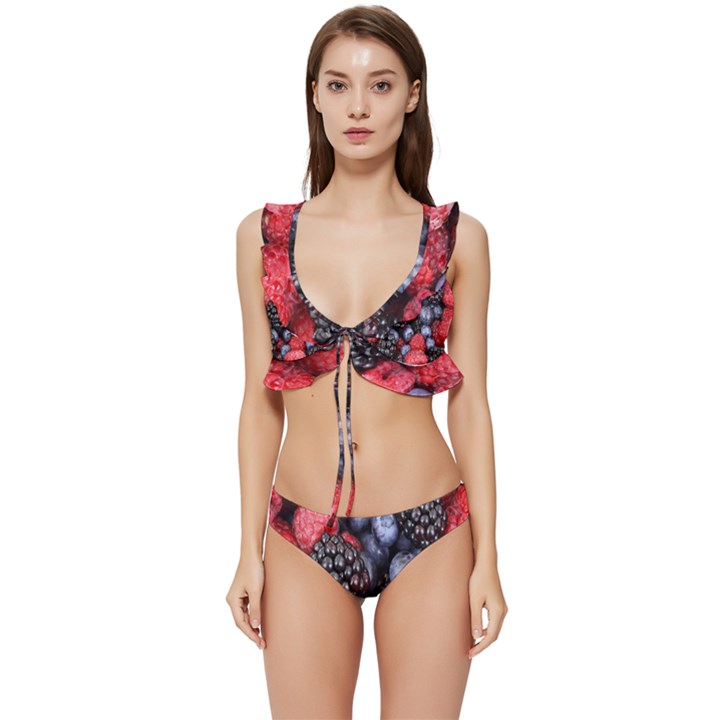 Berries-01 Low Cut Ruffle Edge Bikini Set