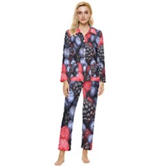 Berries-01 Womens  Long Sleeve Velvet Pocket Pajamas Set by nateshop