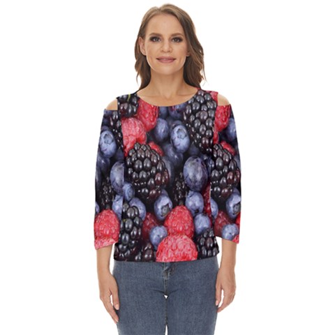 Berries-01 Cut Out Wide Sleeve Top by nateshop