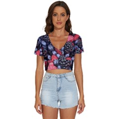 Berries-01 V-neck Crop Top by nateshop