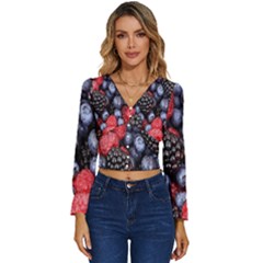 Berries-01 Long Sleeve V-neck Top by nateshop