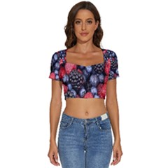 Berries-01 Short Sleeve Square Neckline Crop Top  by nateshop