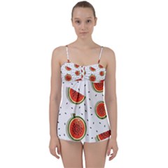 Seamless Background Pattern With Watermelon Slices Babydoll Tankini Top by pakminggu