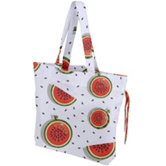 Seamless Background Pattern With Watermelon Slices Drawstring Tote Bag by pakminggu