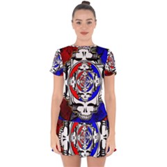 The Grateful Dead Drop Hem Mini Chiffon Dress by Grandong