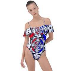 The Grateful Dead Frill Detail One Piece Swimsuit by Grandong