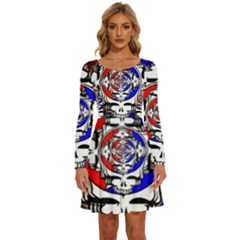 The Grateful Dead Long Sleeve Wide Neck Velvet Dress by Grandong