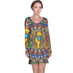 Dead Dancing Bears Grateful Dead Pattern Long Sleeve Nightdress