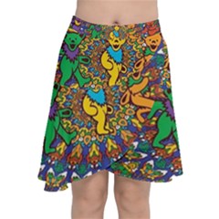 Dead Dancing Bears Grateful Dead Pattern Chiffon Wrap Front Skirt by Grandong