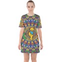 Dead Dancing Bears Grateful Dead Pattern Sixties Short Sleeve Mini Dress View1