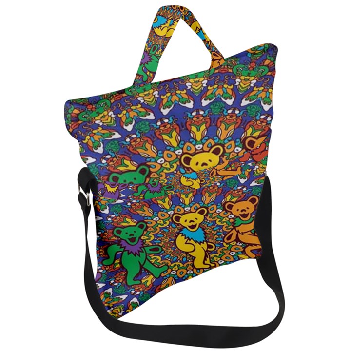 Dead Dancing Bears Grateful Dead Pattern Fold Over Handle Tote Bag