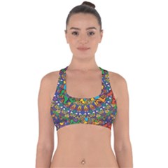 Dead Dancing Bears Grateful Dead Pattern Cross Back Hipster Bikini Top  by Grandong