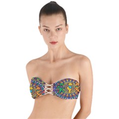 Dead Dancing Bears Grateful Dead Pattern Twist Bandeau Bikini Top by Grandong