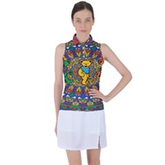 Dead Dancing Bears Grateful Dead Pattern Women s Sleeveless Polo T-shirt by Grandong