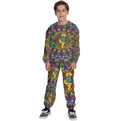 Dead Dancing Bears Grateful Dead Pattern Kids  Sweatshirt Set by Grandong