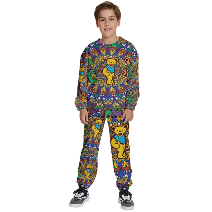 Dead Dancing Bears Grateful Dead Pattern Kids  Sweatshirt set