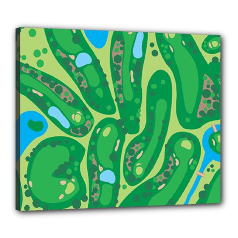 Golf Course Par Golf Course Green Canvas 24  X 20  (stretched) by Cowasu