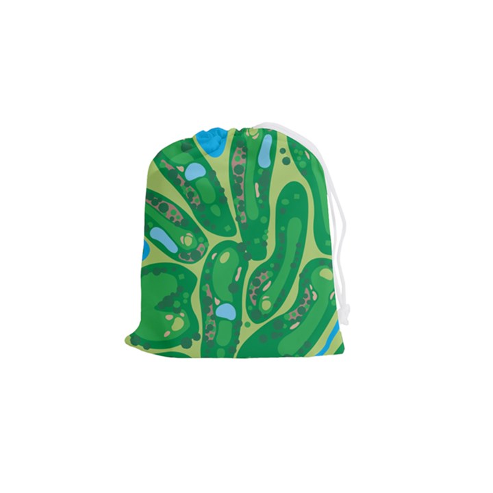 Golf Course Par Golf Course Green Drawstring Pouch (Small)