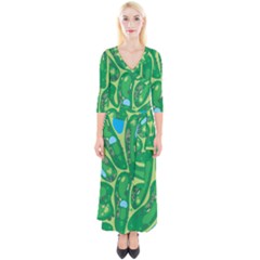 Golf Course Par Golf Course Green Quarter Sleeve Wrap Maxi Dress by Cowasu