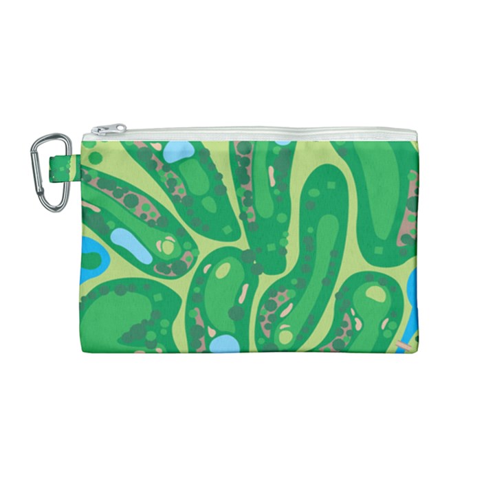 Golf Course Par Golf Course Green Canvas Cosmetic Bag (Medium)