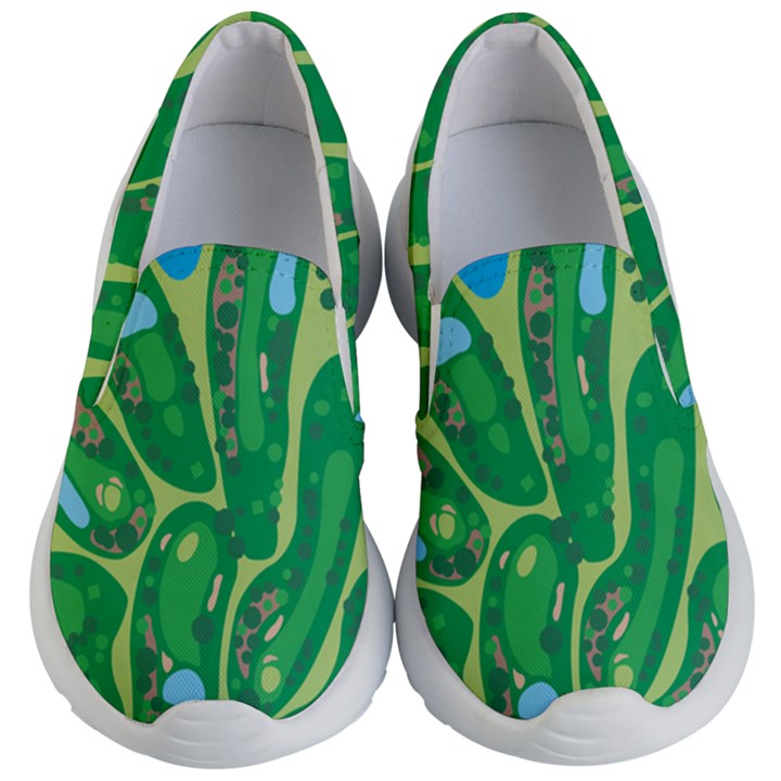 Golf Course Par Golf Course Green Kids Lightweight Slip Ons