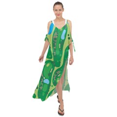 Golf Course Par Golf Course Green Maxi Chiffon Cover Up Dress by Cowasu